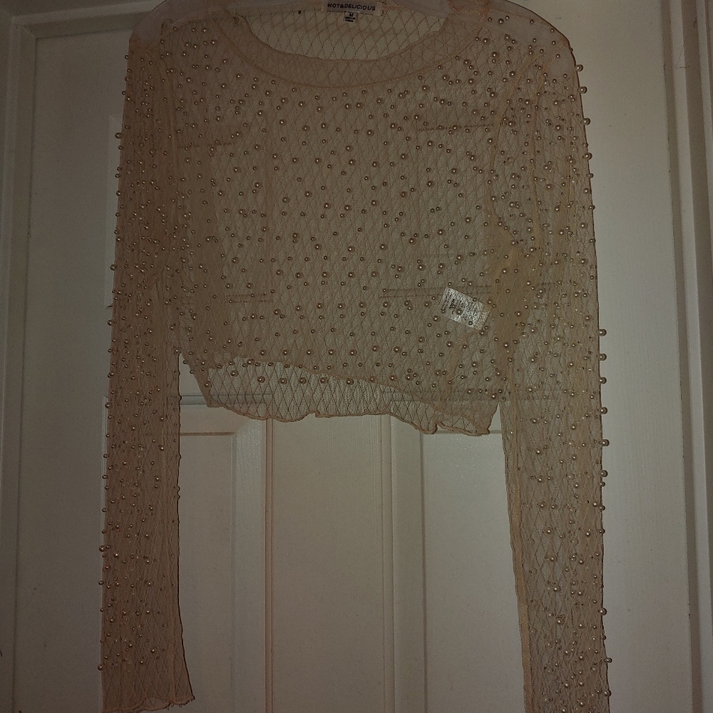 Nude Pearl 3 piece suit Sheer pant Size Small - Picture 4 of 7